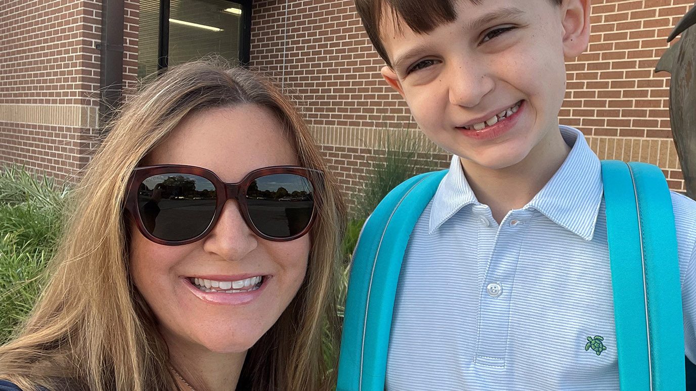 Close-up photo of Lucy Towler, with her son, Grant