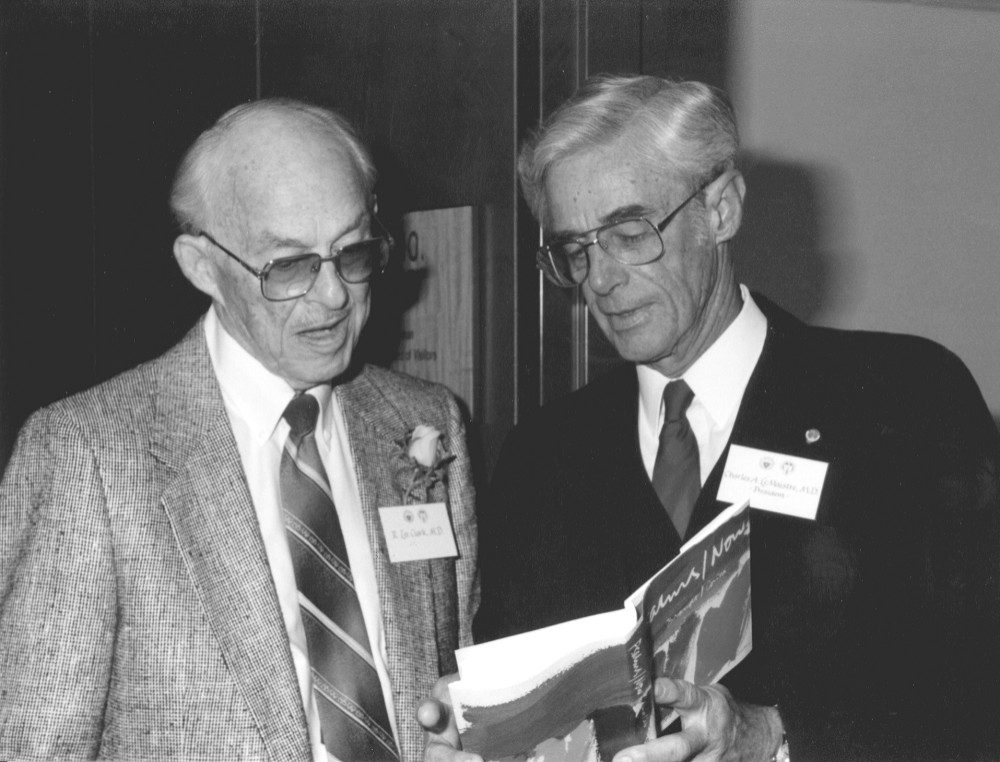 R. Lee Clark with MD Anderson President Charles LeMaistre at the dedication of the Clark Clinic Building