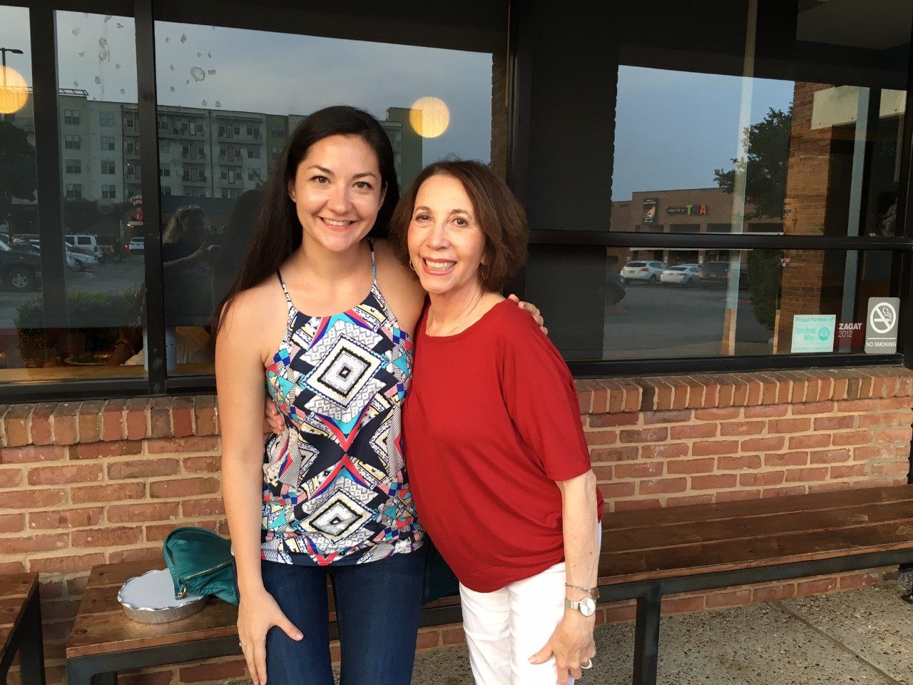 Cancerwise blog post: AML survivor Judy Waxman with yoga instructor Madonna McManus, Ph.D. 