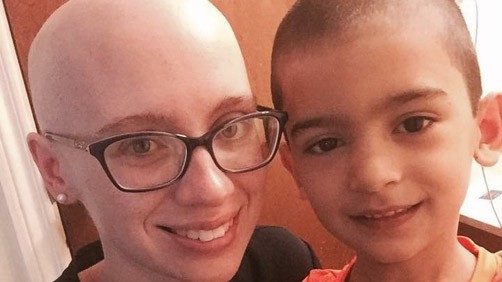 Breast cancer survivor Ashley Rivera with her son, Brayden