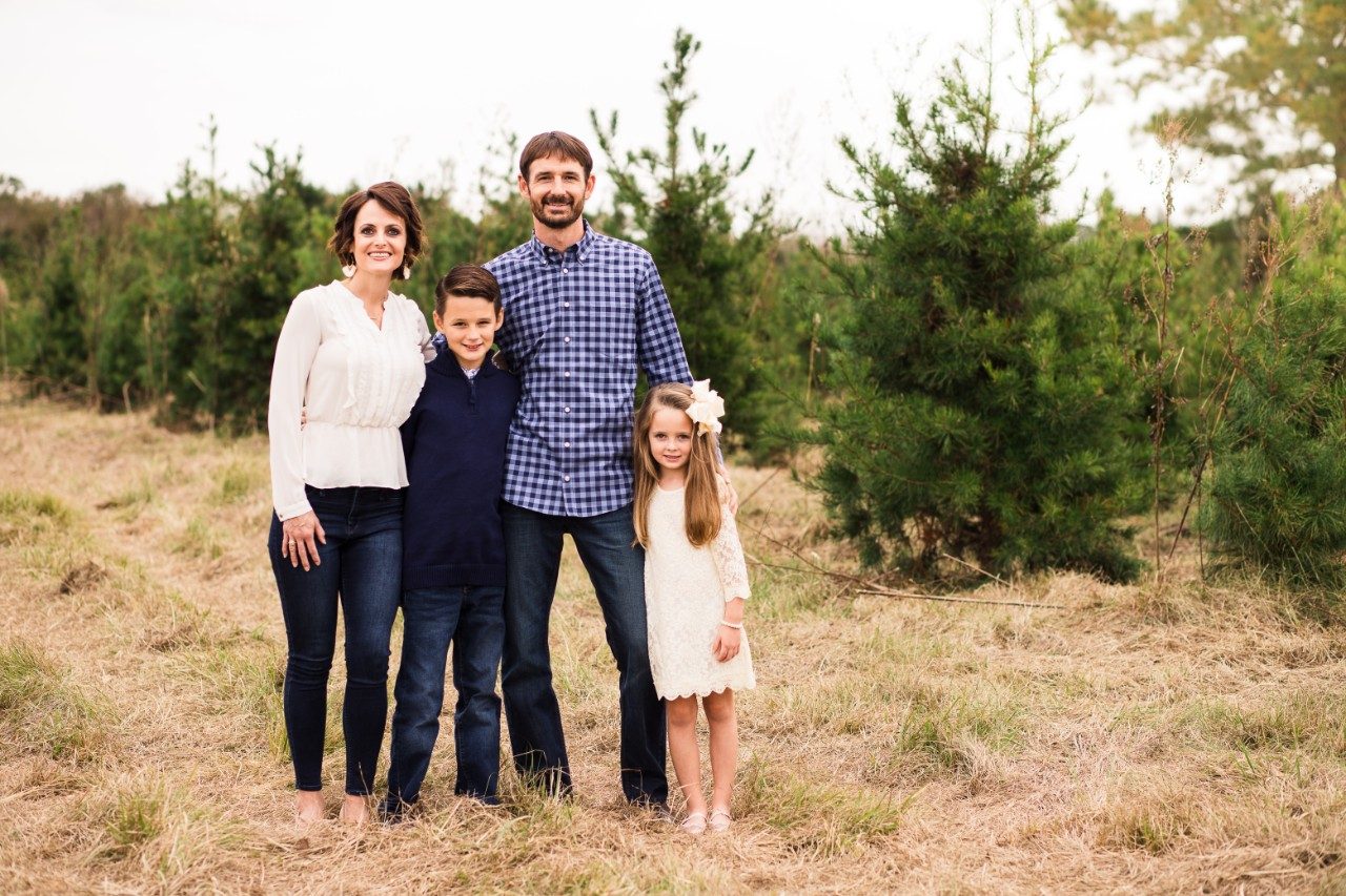 Breast cancer survivor Lauren graves with her family during the holidays