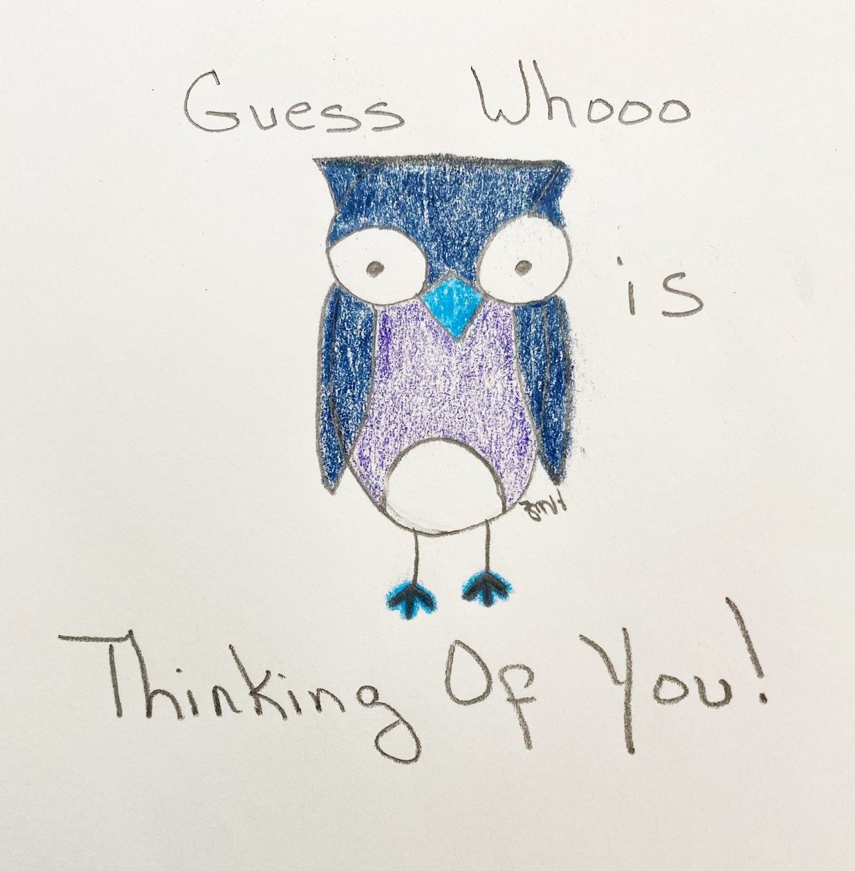 get well card featuring a talking owl