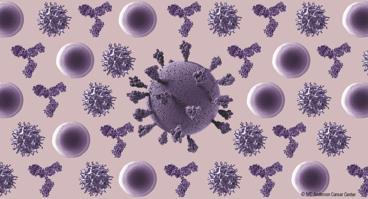 Illustration of COVID-19 virus with lavender background