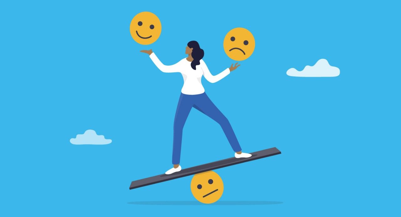 Woman trying to balance.