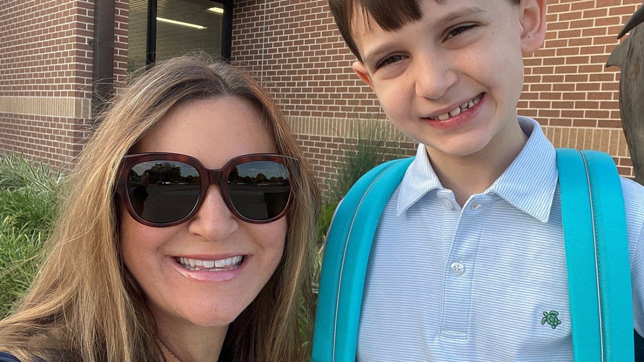 Close-up photo of Lucy Towler, with her son, Grant