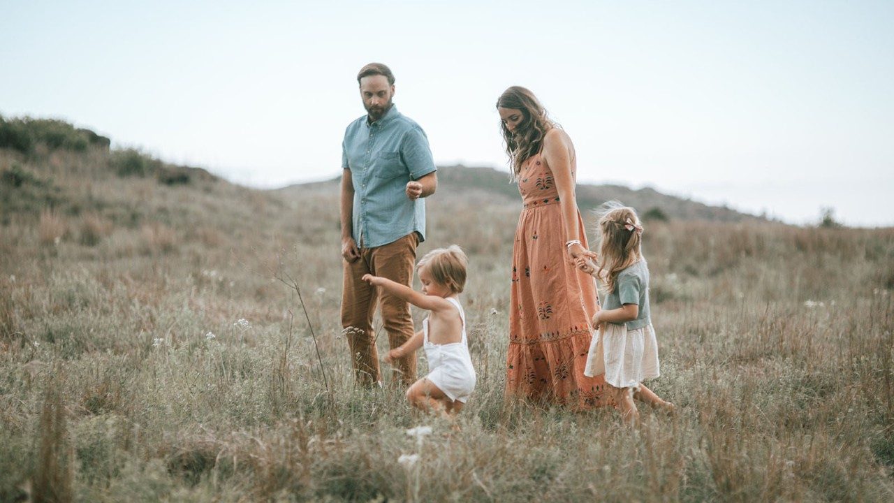 Bart Wilson is pictured with his wife and two small children