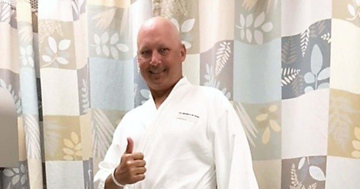 Brent Covington after his mammogram at MD Anderson