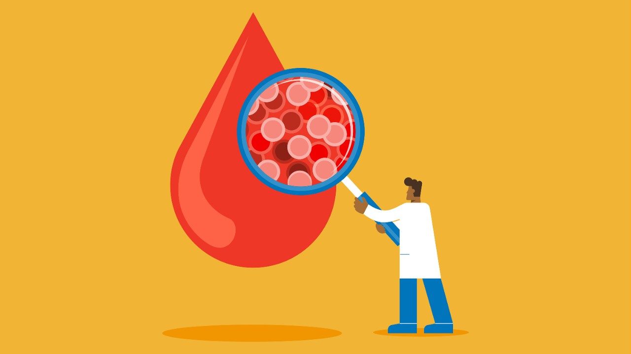 Illustration to show blood detection through magnified glass.
