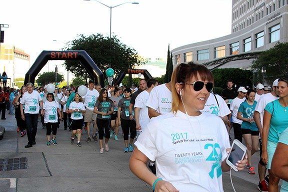 Sprint for Life participants on the course, walking