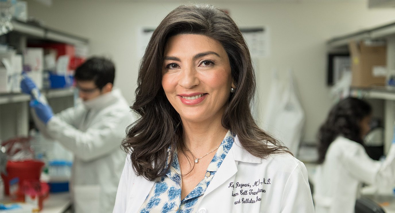 Katy Rezvani, M.D., Ph.D., equips innate immune system natural killer cells with a chimeric antigen receptor that targets B cell malignancies, an experimental approach that’s yielded results in early clinical trials. Her lab is developing CAR NK cells against other cancers.