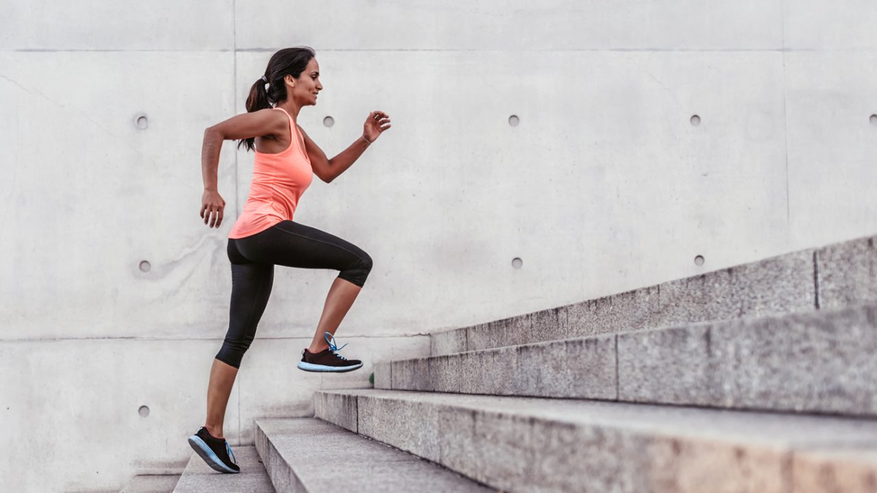 Woman running outside