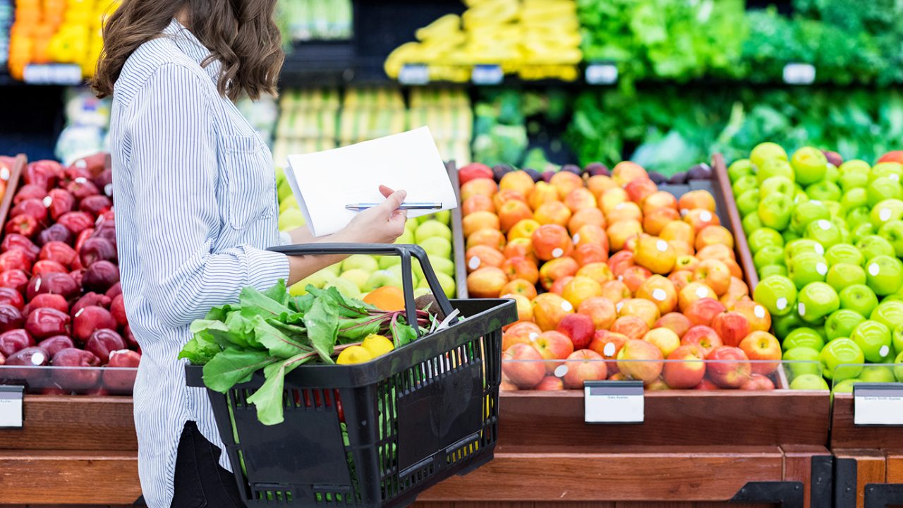 Woman shopping in produce section