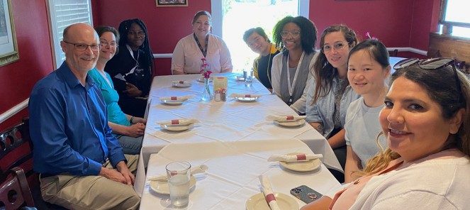 The departmental winners of the 2022 Freezer Challenge await their prize - a lovely lunch for all lab members!